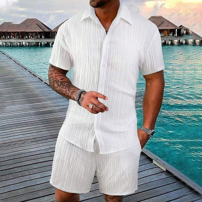 💎 SCONTO DEL 60%! 💎 Set da uomo composto da camicia ampia e pantaloncini, 2 pezzi – Traspirante, vestibilità comoda e stile estivo disinvolto 👕🩳