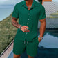 💎 SCONTO DEL 60%! 💎 Set da uomo composto da camicia ampia e pantaloncini, 2 pezzi – Traspirante, vestibilità comoda e stile estivo disinvolto 👕🩳