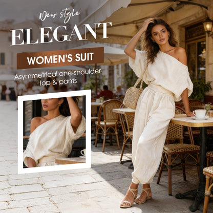 ✨2026 Novità 54% DI SCONTO💥Set top e pantaloni asimmetrici – Elegante completo due pezzi da donna--Per un look che non passa inosservato