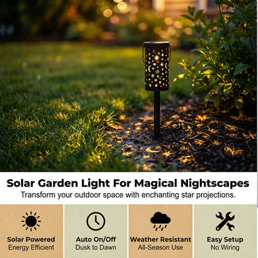 Luci da giardino a energia solare con proiezione di stelle e luna