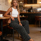 ⏳Sconto del 50% a tempo limitato⏰Pantaloni da donna a vita alta con smock e gamba larga👖