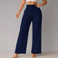 Pantaloni casual a gamba larga da donna in tinta unita