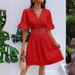 Chic abito a scollo a V con pizzo taglio Dettagli