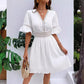 Chic abito a scollo a V con pizzo taglio Dettagli