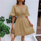 Chic abito a scollo a V con pizzo taglio Dettagli