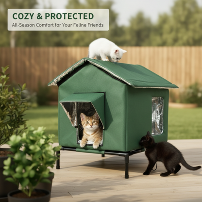 🏠 SCONTO DEL 50% A TEMPO LIMITATO! 🐈 Cuccia per gatti da esterno rialzata e resistente a ogni clima – Impermeabile, isolata e pieghevole 🌧️