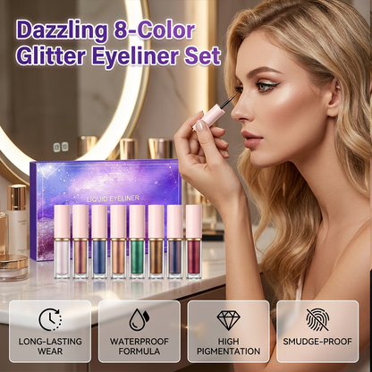Set di eyeliner liquidi glitterati a 8 colori