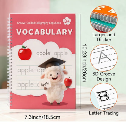 Quaderno riutilizzabile per esercitarsi nella calligrafia con righe per bambini
