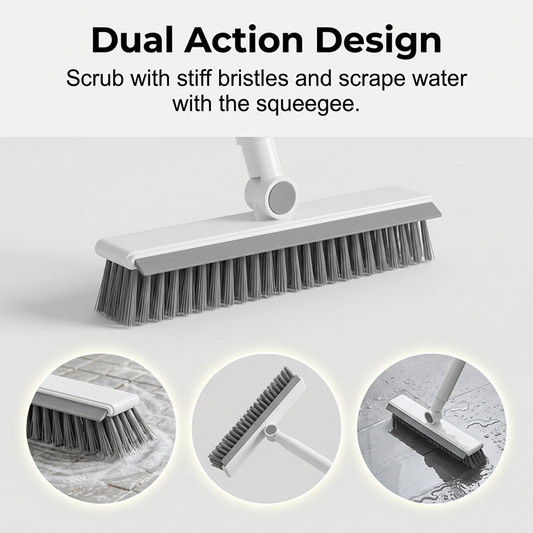 🧹✨ Spazzola 2-in-1 per fughe e angoli con raschietto 🧽💧