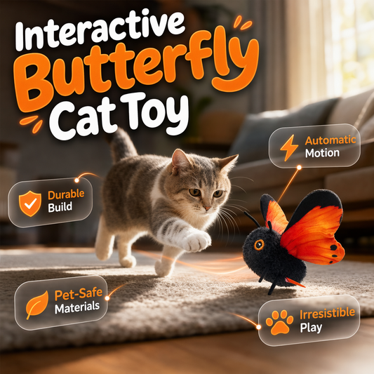 🦋 Giocattolo Farfalla Interattivo per Gatti – Ali Sbattenti Realistiche | Stimola l'Istinto di Caccia | Intrattenimento Autonomo | 3 Colori 🐱✨