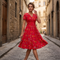 🌸 Abito con Scollo a V e Motivo Floreale con Twist in Vita – Elegante e Casual per Ogni Occasione