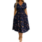 🌸 Abito con Scollo a V e Motivo Floreale con Twist in Vita – Elegante e Casual per Ogni Occasione