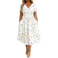 🌸 Abito con Scollo a V e Motivo Floreale con Twist in Vita – Elegante e Casual per Ogni Occasione