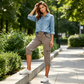 Pantaloni Capri Cargo a vita alta da donna