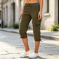 Pantaloni Capri Cargo a vita alta da donna