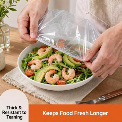 🍽️ Coperchi Elastici Salvafreschezza per Ciotole e Piatti 🥗 | Sigillo Ermetico ed Estensibile 14-40 cm ❄️ | PE Alimentare BPA-Free per Frigo e Microonde 🍳 | 300 o 500 Pezzi