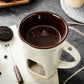 🍫 Tazza per Fonduta in Ceramica per Cioccolato e Formaggio 🫕 | Scaldacandela Integrato e Forchettina Inclusa 🍴 | 200ml, Mantiene Caldo e Fluido per Frutta e Dolci ✨