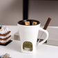 🍫 Tazza per Fonduta in Ceramica per Cioccolato e Formaggio 🫕 | Scaldacandela Integrato e Forchettina Inclusa 🍴 | 200ml, Mantiene Caldo e Fluido per Frutta e Dolci ✨
