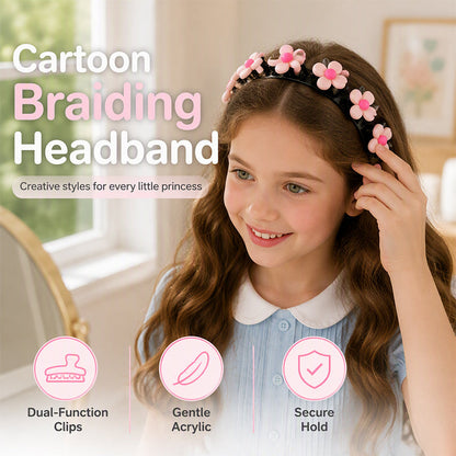 🎀📢1 acquistato, 1 in omaggio👍 Cerchietto Cartoon con Clip per Treccia per Bambine | Treccia Giocosa in Pochi Secondi ⏱️ | Elastico e Comodo, Resta al Posto 🤗 | 13 Stampe Divertenti 🌸