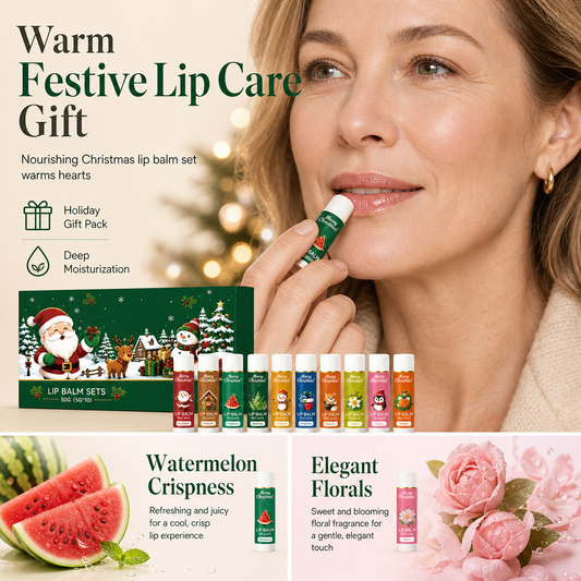 🎄 Risparmia il 50%! 💋 Set di balsami per le labbra natalizi: idratanti e pronti da regalare ✨