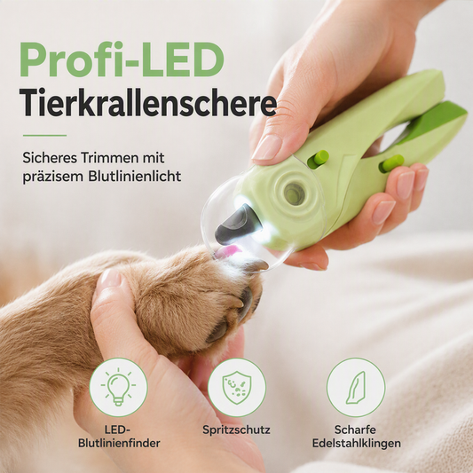 Tagliaunghie per animali domestici con luce LED e protezione antispruzzo