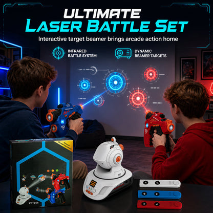 Set di pistole giocattolo per bambini per battaglie laser a infrarossi, composto da 2 mini-pistole e 1 proiettore con effetti sonori e luminosi🔫