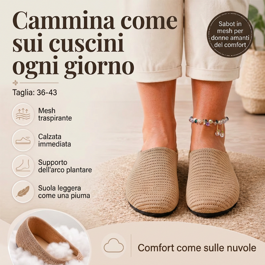Mules da donna in maglia traspirante senza lacci